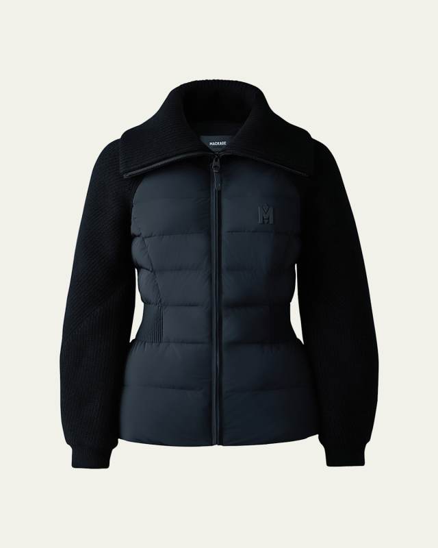 Foxy Light Down Mixed-Media Jacket